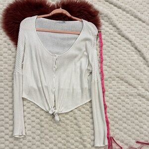 Fashion Nova White Button-Up Knit Cardigan (XL)